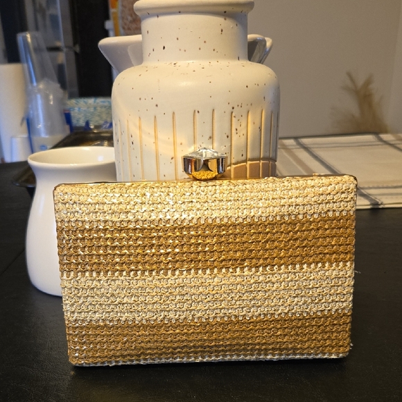 Handbags - Women's Elegant Gold and Cream Clutch ⭐️✨️ NEW ⭐️